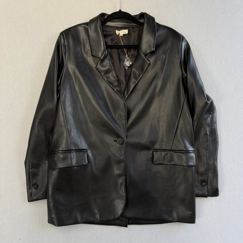 Aaron & Amber Faux Leather Blazer Jacket - Women's Medium, New with Tags